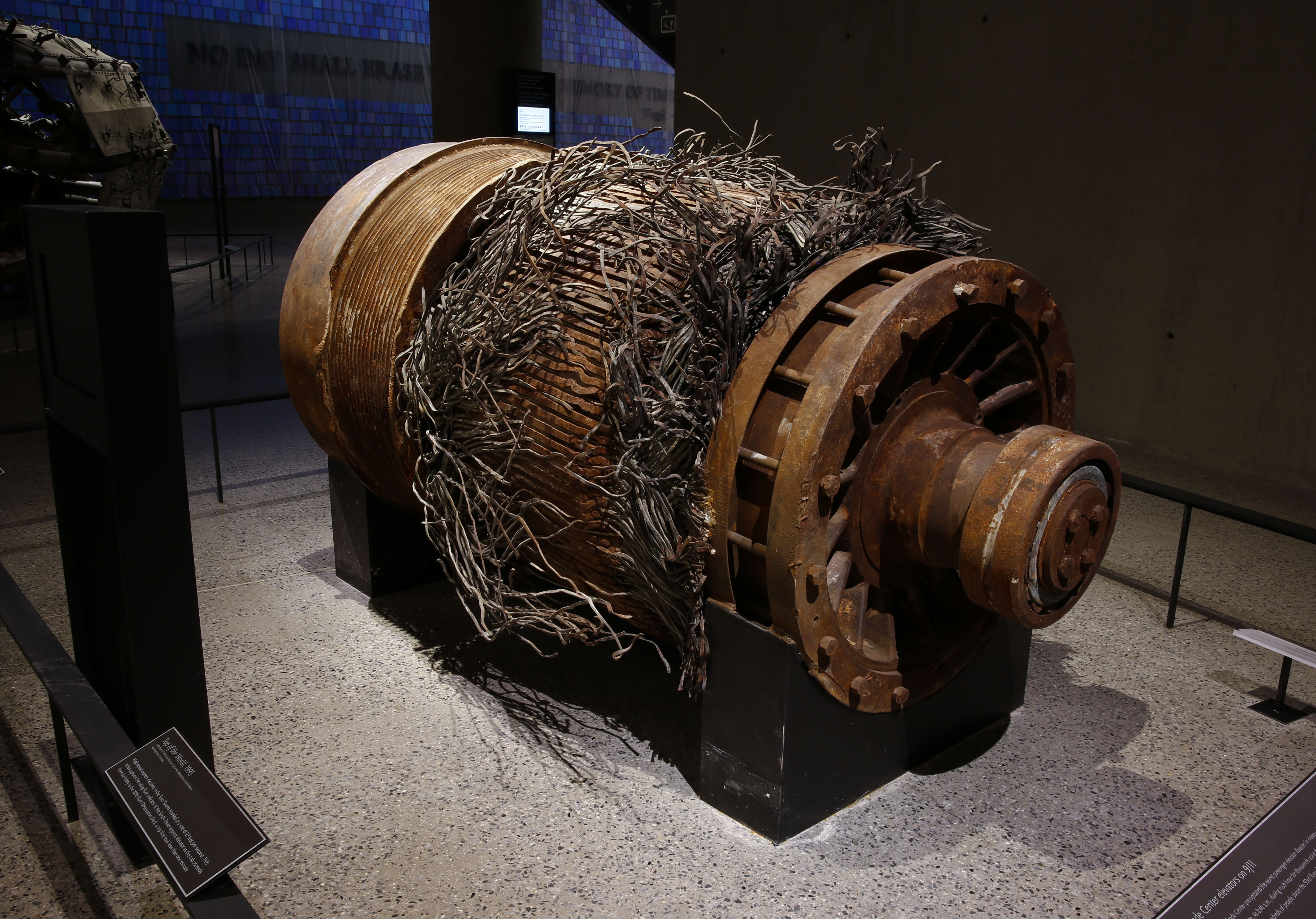 The remains of an elevator motor from the Twin Towers. - Photo Courtesy of 9/11 Memorial & Museum